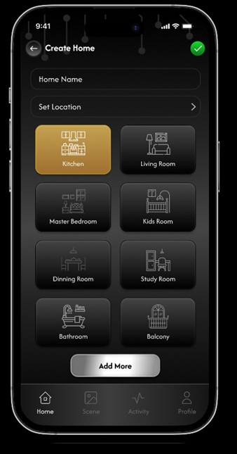 Create home screen with room selection