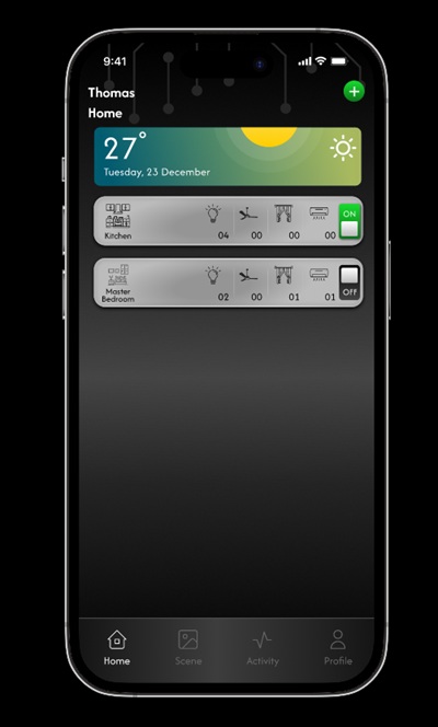SUMIKA NOVA app — home dashboard